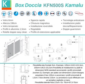 Box doccia angolo 110x70 cm con telaio nero e anta scorrevole KFN5000S - KAMALU