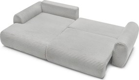 Divano angolare in grigio chiaro allungabile (con penisola a sinistra) con rivestimento in velluto a coste Lucien – Bobochic Paris