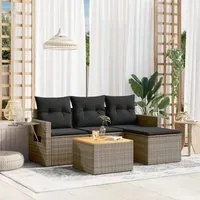 Set Divano da Giardino 5 pz con Cuscini Grigio in Polyrattan 3224534