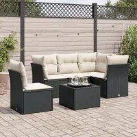 Set Divano da Giardino 6 pz con Cuscini Nero in Polyrattan 3217646