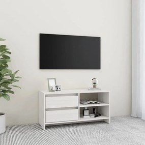 Mobile porta tv bianco 80x31x39 cm in legno massello di pino