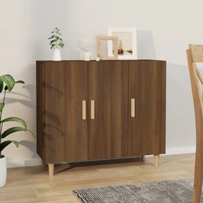 Credenza rovere marrone 90x34x80 cm in legno multistrato