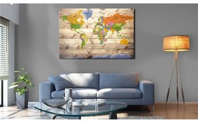 Quadro Map on wood  Colourful Travels  Colore colorful, Dimensioni e Misure 90x60