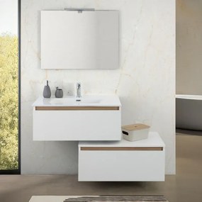 Cassettone bagno sospeso 80 cm soft-close bianco e rovere africa Kleo