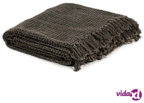 vidaXL Copriletto in Cotone 160x210 cm Antracite/Marrone