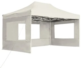 Gazebo Professionale Pieghevole Pareti Alluminio 4,5x3m Crema