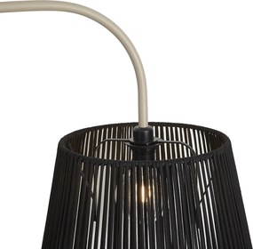 Lampada da terra per esterni Japandi beige con paralume in corda nera IP44 - Arc Jayla