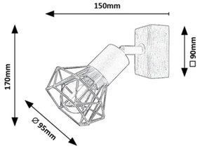 Rabalux 3137 - Faretto da parete ZEUS 1xE14/40W/230V rovere