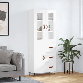 Credenza Bianco Lucido 69,5x34x180 Cm İn Legno Multistrato /
