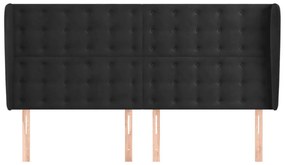 Testiera ad orecchio nera 183x23x118/128 cm in velluto