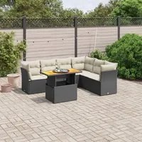 Set Divani da Giardino con Cuscini 7pz Nero Polyrattancod mxl 114129