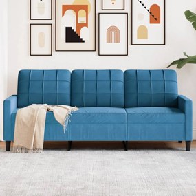 Divano A 3 Posti Blu 180 Cm İn Velluto /