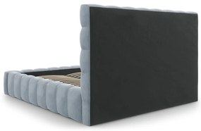 Letto matrimoniale imbottito azzurro con contenitore con griglia 200x200 cm Bali - Cosmopolitan Design