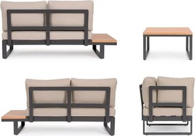 Salotto Angolare In Alluminio Con Cuscini E Tavolino Zelmar Antracite Bizzotto