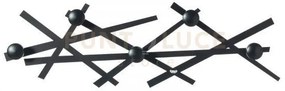 Appendi abiti shanghai nero in ferro, legno per i pomelli 74x23cmh