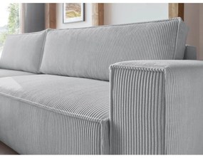 Divano letto a coste grigio chiaro ad angolo variabile Nihad - Bobochic Paris