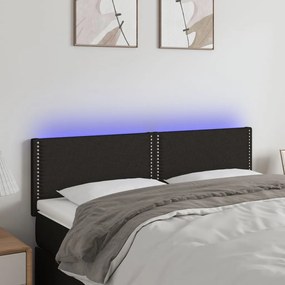 Testiera A Led Nera 144x5x78/88 Cm İn Tessuto /