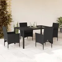 Set da Pranzo da Giardino con Cuscini 5 pz Polyrattan e Vetro 3278545