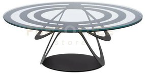 Tavolino in ferro e vetro optical ovale nero