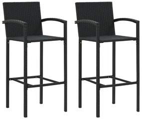 Set Bar da Giardino 3 pz con Braccioli in Polyrattan Nero