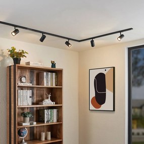 Sistema binario monofase Lindby, GU10, a 5 luci, nero Linaro dimmerabile, Nero, Corridoio, Alluminio, Moderno