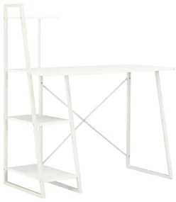 Scrivania con mensole bianca 102x50x117 cm