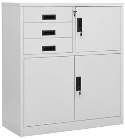 Armadio Per Ufficio Grigio Chiaro 90x40x102 Cm İn Acciaio /