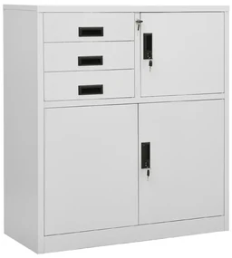 Armadio Per Ufficio Grigio Chiaro 90x40x102 Cm İn Acciaio /