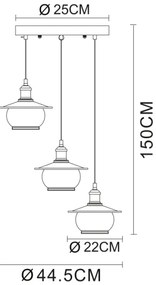 Globo 69030-3H - Lampada a sospensione 3xE27/60W