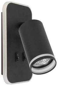 Applique LED da parete PIPE 1xGU10/10W/230V + LED/6W nero