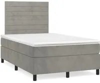 Letto a Molle Materasso e LED Grigio Chiaro 120x190 cm Velluto 3270317