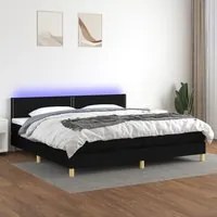 Letto a Molle Materasso e LED Nero 200x200cm in Tessuto 3133663