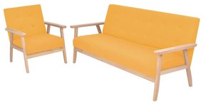 Set Di Divani 2 Pz İn Tessuto Giallo /