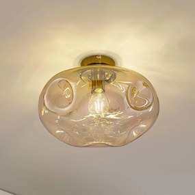 Plafoniera Lindby Lelia, ambra, vetro, Ø 35 cm