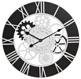 Orologio da Parete DKD Home Decor Legno Nero Bianco Ferro Ingranaggi (60 x 4 x 60 cm)