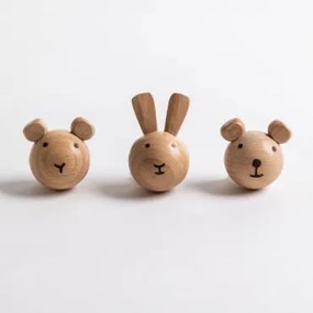 Set di 3 appendiabiti da parete Ifans Kids NATURAL - Sklum