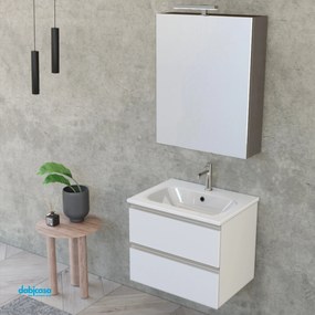 Mobile Bagno Sospeso "Unit Three" Da 60 Cm Composto Da Due Cassetti Finitura Bianco Opaco