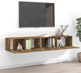 Set mobili porta tv 2 pz rovere fumo in legno multistrato