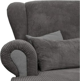 Chaise longue grigio tortora con rivestimento in velluto a coste Lord – Ropez