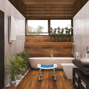 Costway Panca da doccia regolabile con sedile imbottito e maniglia integrata, Sedile da vasca per anziani supporta fino a 150kg