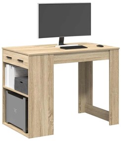 Scrivania Con Cassetto Ripiano Rovere Sonoma Legno Multistrato /