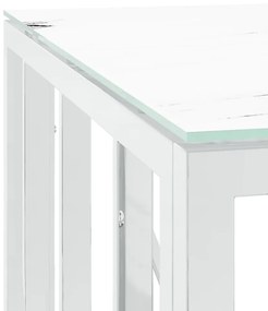Tavolino da Salotto Argento 50x50x50 cm in Acciaio Inox e Vetro
