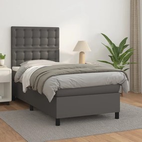 Giroletto A Molle Con Materasso Grigio 90x190 Cm İn Similpelle /