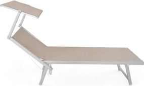 Lettino Prendisole In Alluminio E Textilene 61x186x40 Cm Pool Telo Beige