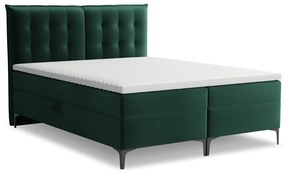 Letto boxspring verde scuro con contenitore 140x200 cm Mikana – Makamii