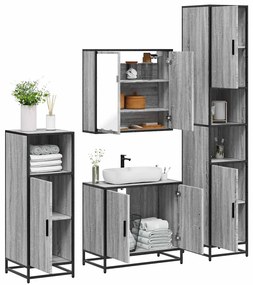 Set Mobili Da Bagno 4 Pz Grigio Sonoma İn Legno Multistrato /