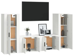 Set di mobili porta tv 4 pz bianco in legno multistrato