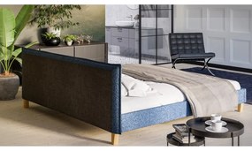 Letto matrimoniale imbottito blu con griglia 200x200 cm Tina - Ropez