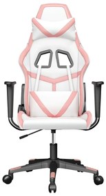 Sedia da gaming bianco e rosa in similpelle