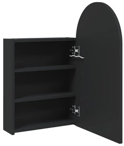 Armadietto bagno con specchio e led ad arco nero 42x13x70 cm